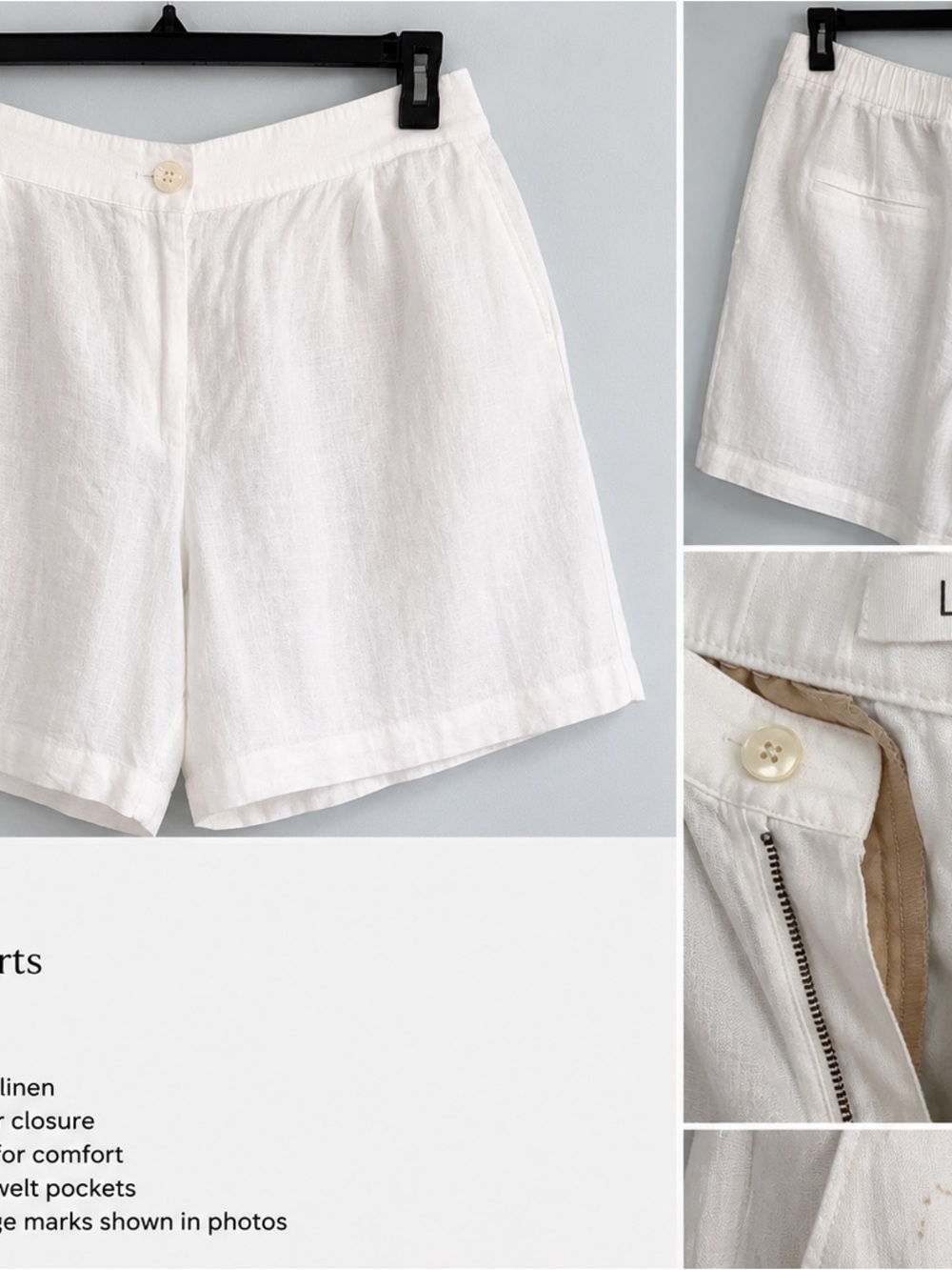 LOFT White Linen-Blend Bermuda Shorts